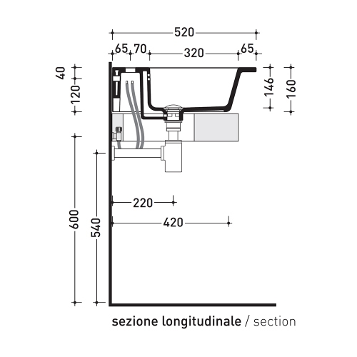 Immagine di Flaminia VOLO 66 lavabo 66 cm da appoggio o sospeso, con troppopieno, colore bianco finitura lucido VL66L