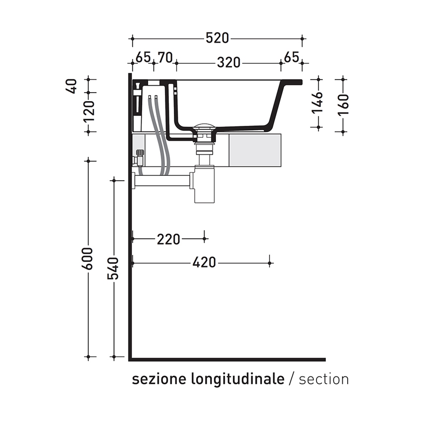 Immagine di Flaminia VOLO 66 lavabo 66 cm da appoggio o sospeso, con troppopieno, colore bianco finitura lucido VL66L