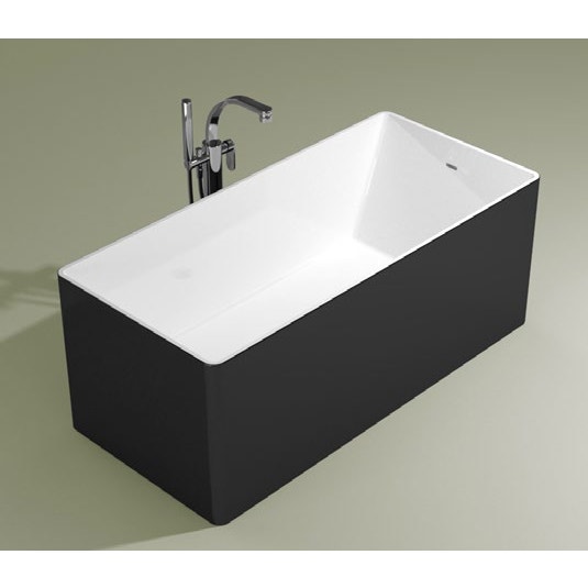Immagine di Flaminia WASH 150  BICOLOR vasca 150 cm in pietraluce, freestanding, interno colore bianco finitura lucido, esterno colore nero finitura lucido MW150BNB