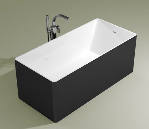 Immagine di Flaminia WASH 170 BICOLOR vasca 170 cm in pietraluce, freestanding, interno colore bianco finitura lucido, esterno colore nero finitura lucido MW170BNB
