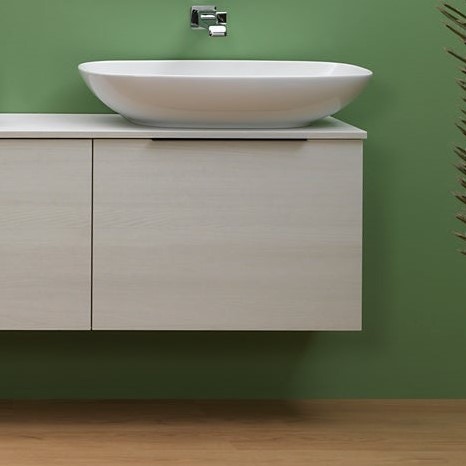 Immagine di Flaminia BOX base portalavabo sospesa, 1 cassetto, L.120 P.37 H.50 cm, con top e foro per lavabo da appoggio, finitura oj bianco BX944+BXPR38OJB