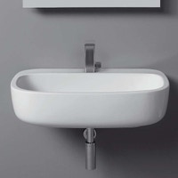 Immagine di Flaminia MONÒ 54 lavabo 54 cm da appoggio o sospeso, senza troppopieno, colore bianco finitura lucido MN54L