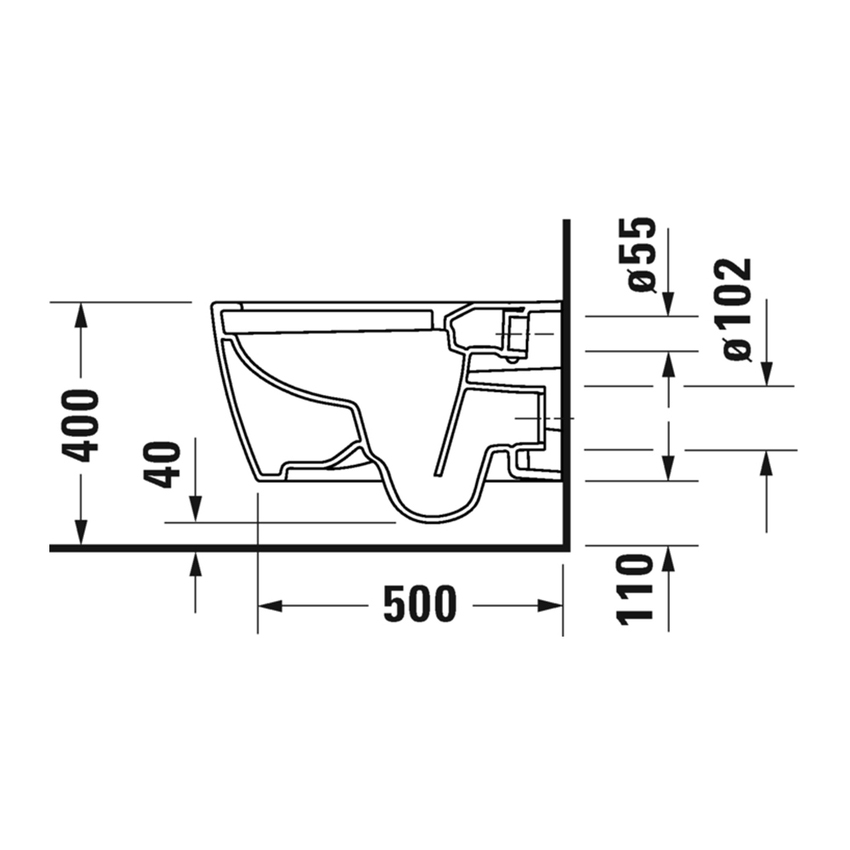 Immagine di Duravit ME BY STARCK vaso sospeso a cacciata P.57 cm HygieneFlush, senza brida, UWL classe 1, colore bianco finitura lucido 2579092000