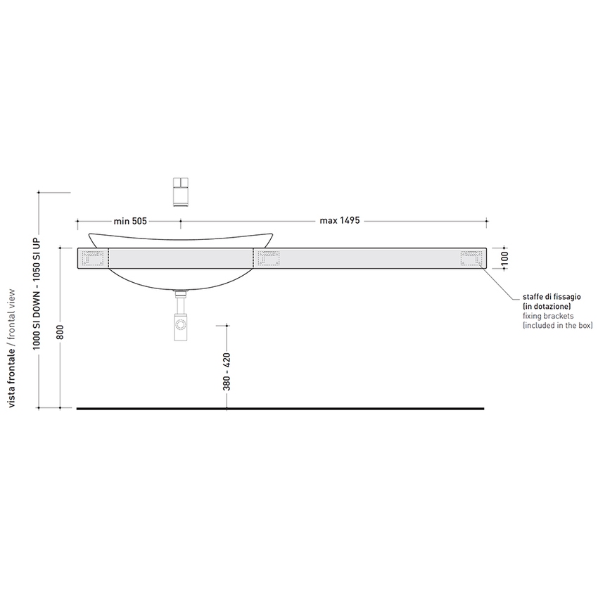 Immagine di Flaminia IO mensola L.150 P.55 H.10 cm per lavabo IO90 (art. IO4290), finitura rovere moro IO90M2RM