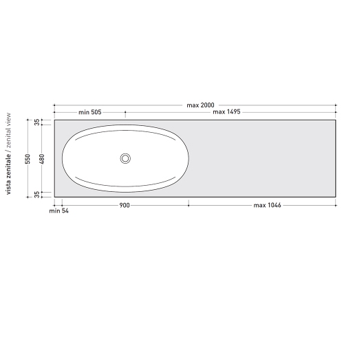 Immagine di Flaminia IO mensola L.150 P.55 H.10 cm per lavabo IO90 (art. IO4290), finitura rovere moro IO90M2RM