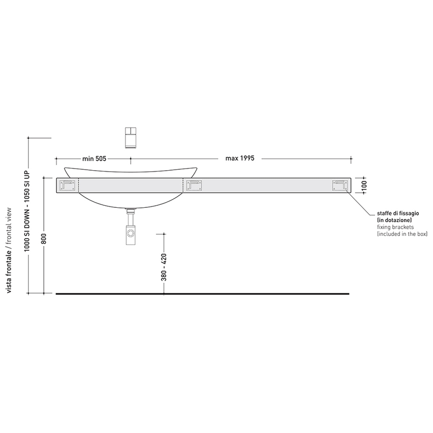 Immagine di Flaminia IO mensola L.110 P.55 H.10 cm per lavabo IO90 (art. IO4290), in pietraluce, colore blu ultramarina finitura lucido IO90M4110BU