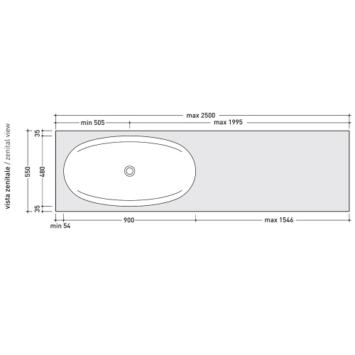 Immagine di Flaminia IO mensola L.110 P.55 H.10 cm per lavabo IO90 (art. IO4290), in pietraluce, colore blu ultramarina finitura lucido IO90M4110BU
