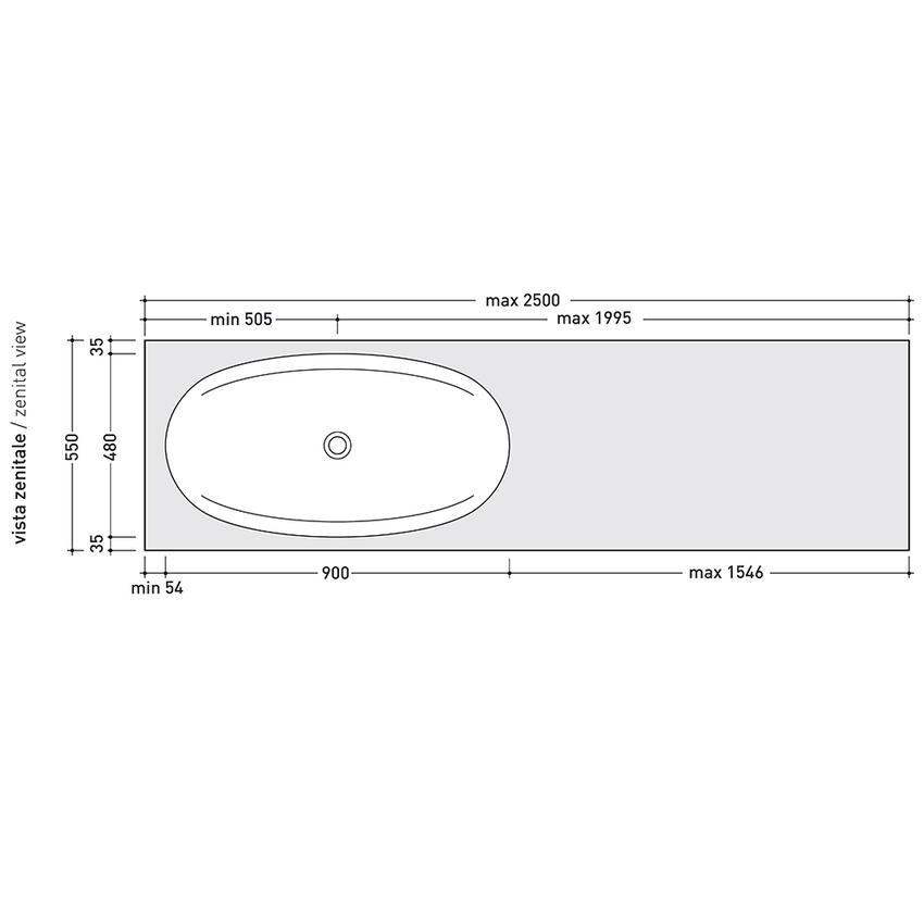 Immagine di Flaminia IO mensola L.110 P.55 H.10 cm per lavabo IO90 (art. IO4290), in pietraluce, colore blu ultramarina finitura lucido IO90M4110BU