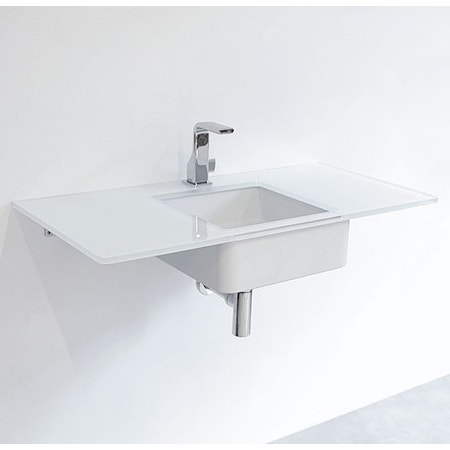 Immagine di Flaminia FLY piano in cristallo extra light verniciato L.80 cm, per lavabo Miniwash 40 sottopiano (art. MW40SP), colore bianco finitura lucido FY40PCB