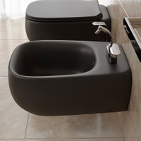 Immagine di Flaminia FLUO bidet sospeso monoforo, con troppopieno, colore carbone finitura opaco FU218CAR
