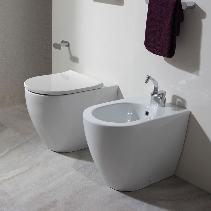 Flaminia LINK set sanitari back to wall, vaso con scarico S/P, sistema  goclean® e coprivaso avvolgente con discesa rallentata, bidet monoforo con  troppopieno, colore bianco finitura lucido LK117G+LK217+LKCW07