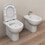 Immagine di Flaminia QUICK set sanitari back to wall, vaso con scarico S/P, sistema goclean® e coprivaso avvolgente con discesa rallentata, bidet monoforo con troppopieno, colore bianco finitura lucido QK117G+QK217+QKCW07