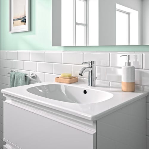 Immagine di Ideal Standard CERALINE set rubinetteria con miscelatore lavabo con scarico, miscelatore bidet con scarico, miscelatore monocomando doccia e corpo incasso incluso, finitura cromo SETCE004