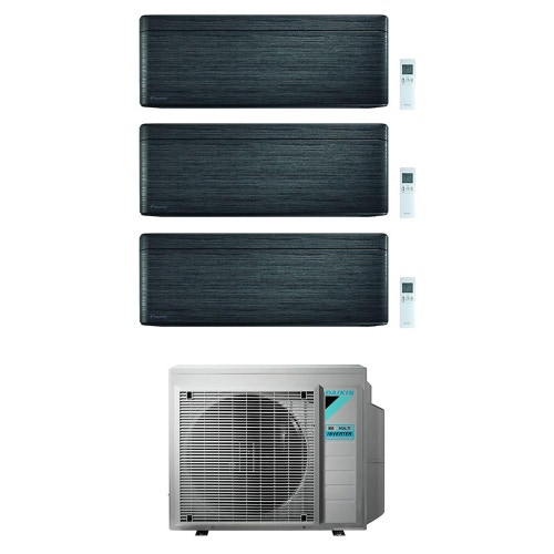 Immagine di Daikin STYLISH R32 Climatizzatore a parete trial split inverter Wi-Fi blackwood | unità esterna 4 kW unità interne 5000+5000+12000 BTU 3MXM40N8+CTXA[15|15]BT+FTXA[35]BT