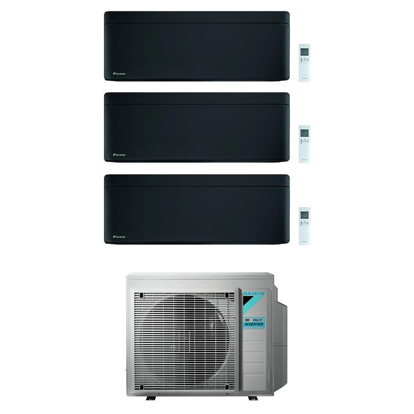 Immagine di Daikin STYLISH R32 Climatizzatore a parete trial split inverter Wi-Fi nero | unità esterna 6.8 kW unità interne 9000+9000+9000 BTU 3MXM68N9+FTXA[25|25|25]BB