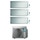 Daikin STYLISH R32 Climatizzatore a parete trial split inverter Wi-Fi silver | unità esterna 6.8 kW unità interne 5000+12000+12000 BTU 3MXM68N9+CTXA[15]BS+FTXA[35|35]BS