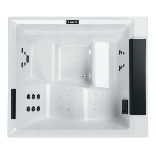 Immagine di Novellini DIVINA L SPA STANDARD minipiscina idromassaggio da esterno con luci led bianche, L.185 P.160 H.85, per 3 persone, sedile colore nero, vasca colore bianco finitura lucido DOL5O0-W10H