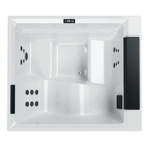 Immagine di Novellini DIVINA L SPA PLUS minipiscina idromassaggio da esterno con luci led bianche, L.185 P.160 H.85, per 3 persone, sedile e poggiatesta colore nero, vasca colore bianco finitura lucido DOL4O-0-W10H
