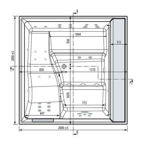 Immagine di Novellini  DIVINA XL SPA STANDARD minipiscina idromassaggio da esterno con luci led bianche+UV, L.200 P.200 H.85, per 4 persone, sedile colore nero, vasca colore bianco finitura lucido DOXL5O0-W10H