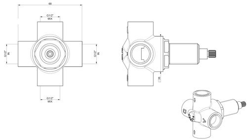Immagine di Gessi Parte incasso per deviatore a due uscite 38371#031