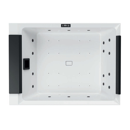 Immagine di Novellini DIVINA M SPA PLUS minipiscina idromassaggio da esterno con luci led bianche, L.190 P.140 H.75, per 2 persone, sedile e poggiatesta colore nero, vasca colore bianco finitura lucido DOM4O0-A0H