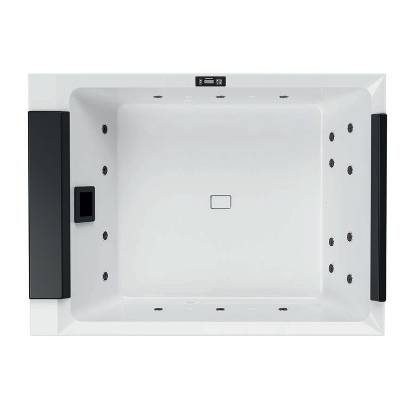 Immagine di Novellini DIVINA M SPA STANDARD minipiscina idromassaggio da esterno con luci led bianche+purificazione Aquaclean (UV+ozono), L.190 P.140 H.75, per 2 persone, sedile e poggiatesta colore nero, vasca colore bianco finitura lucido DOM5O8-A0H