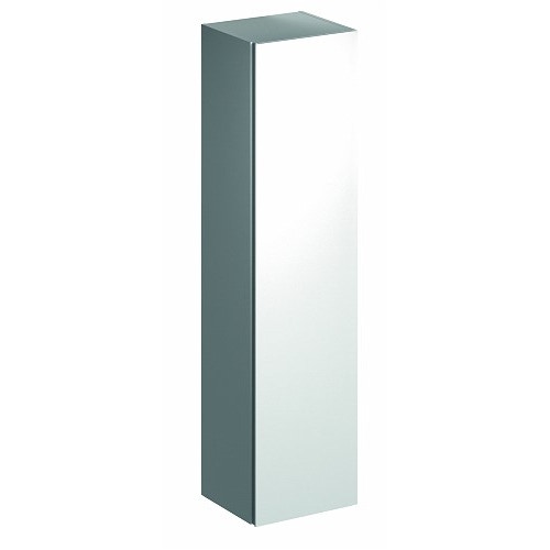 Immagine di Pozzi Ginori Tower contenitore verticale 170 con anta reversibile e chiusura rallentata, completo di ripiani in vetro e specchio interno, finitura bianco lucido 84803083