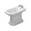 Immagine di Duravit 1930 composizione bagno: vaso monoblocco e bidet a pavimento, colore bianco + sedile del vaso con chiusura rallentata, colore bianco + cassetta di sciacquo + lavabo 60 cm con colonna + miscelatori Flaminia Evergreen, finitura cromo 0227090000-0267100000