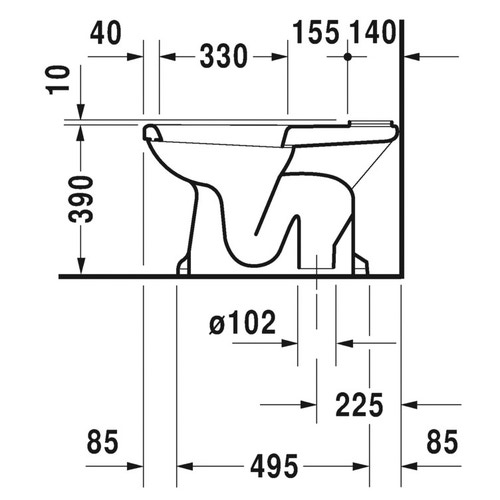 Immagine di Duravit 1930 vaso monoblocco a pavimento a cacciata, senza cassetta, con scarico verticale, UWL classe 2, colore bianco 0227010000