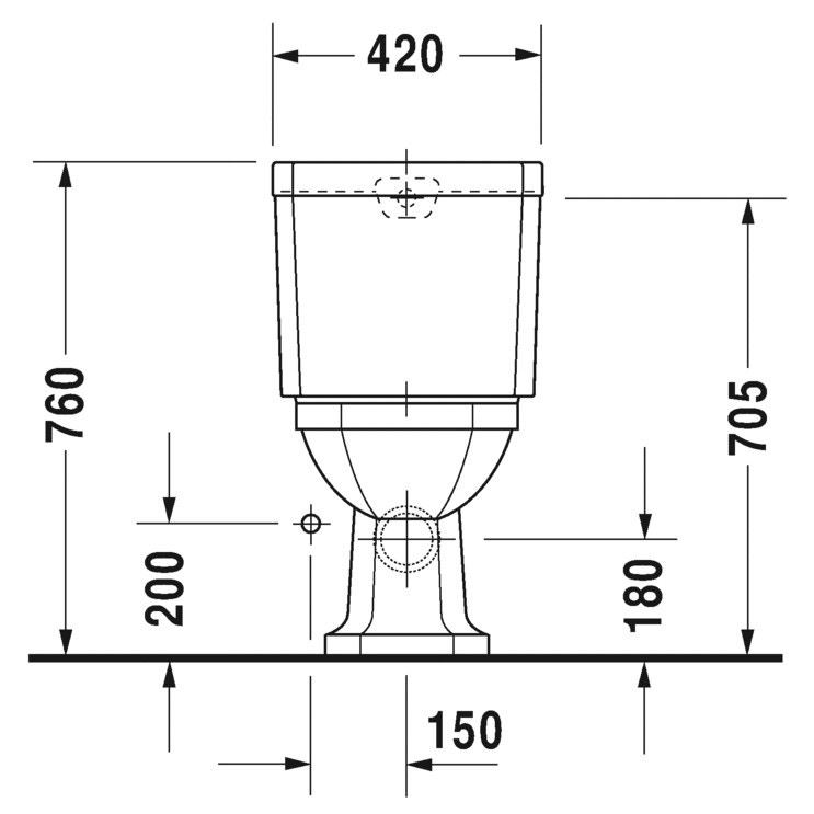 Duravit 1930 set sanitari a pavimento, vaso monoblocco con scarico  orizzontale, sedile con coperchio a chiusura rallentata, cassetta di scarico,  bidet con troppopieno, colore bianco finitura lucido 0227090000+0267100000