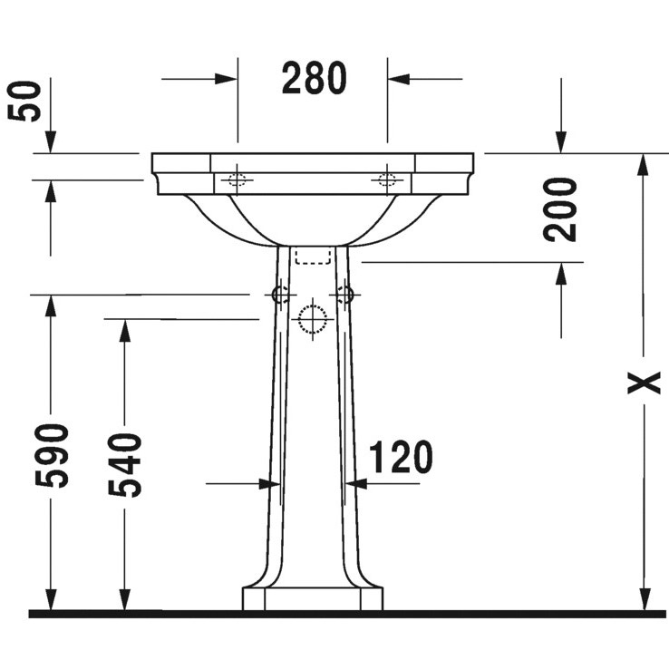 Immagine di Duravit 1930 composizione bagno: vaso monoblocco e bidet a pavimento, colore bianco + sedile del vaso con chiusura rallentata, colore bianco + cassetta di sciacquo + lavabo 60 cm con colonna + miscelatori Flaminia Evergreen, finitura cromo 0227090000-0267100000