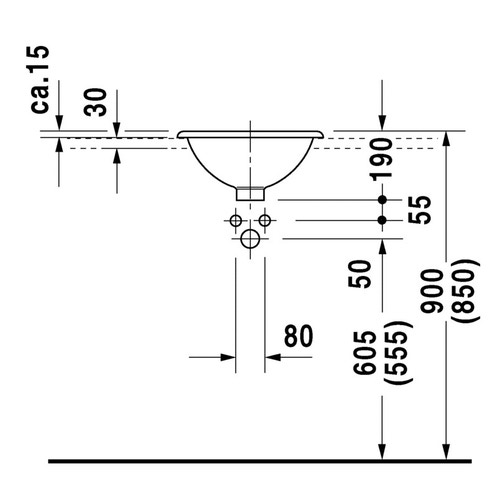 Immagine di Duravit ARCHITEC lavabo da incasso Ø 40 cm, senza foro, per incasso soprapiano, senza troppopieno, lato inferiore smaltato, colore bianco 0318400000