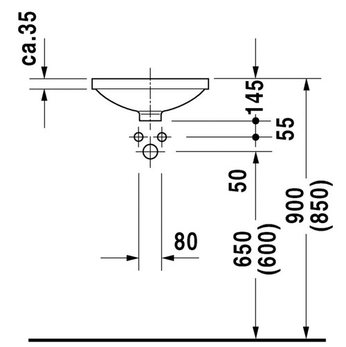 Immagine di Duravit ARCHITEC lavabo da incasso Ø 37.5 cm senza foro, per incasso sottopiano, senza troppopieno, colore bianco 0319370000