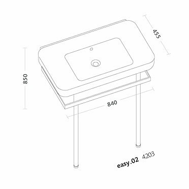 Immagine di Pozzi Ginori Easy.02 composizione lavabo rettangolare 90, bianco; struttura in ottone cromato. 4203000
