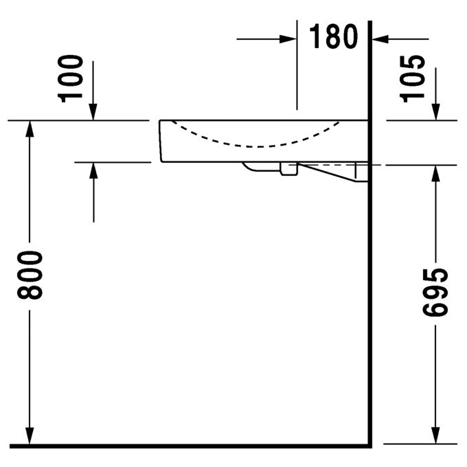 Immagine di Duravit ARCHITEC lavabo Vital Med 57.5 cm con foro diaframmato per rubinetteria a sinistra e per portasapone a destra, senza troppopieno, con bordo per rubinetteria, lato inferiore smaltato, colore bianco 0443580000