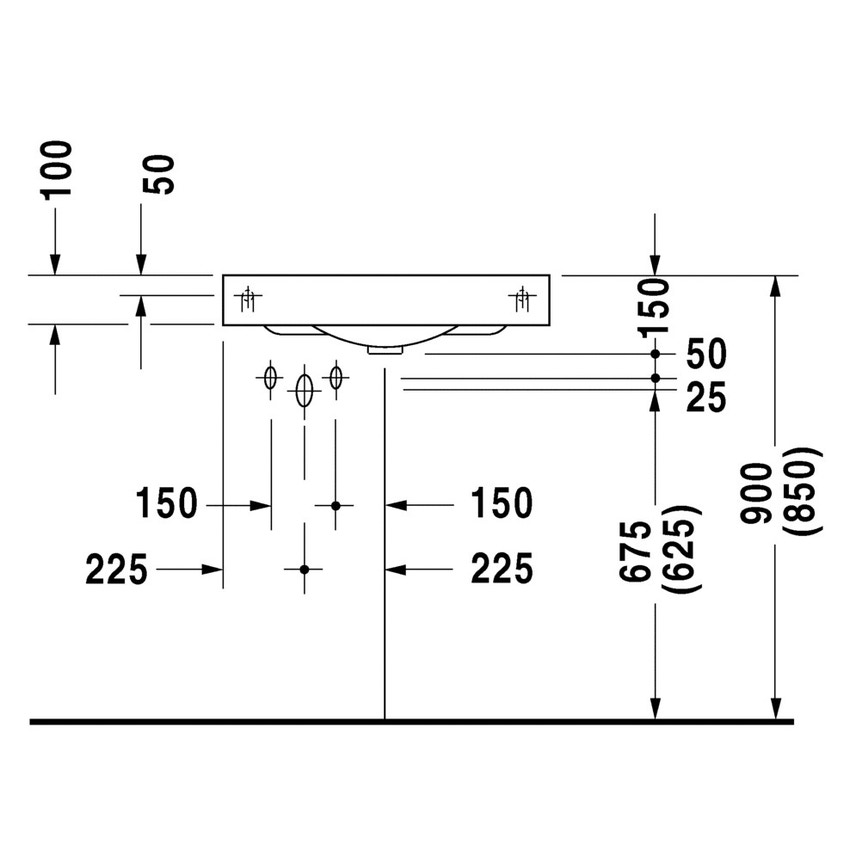 Immagine di Duravit ARCHITEC lavabo d'angolo 63.5 cm monoforo con foro diaframmato per dispenser portasapone a destra, senza troppopieno, con bordo per rubinetteria, lato inferiore smaltato, colore bianco 0448450000