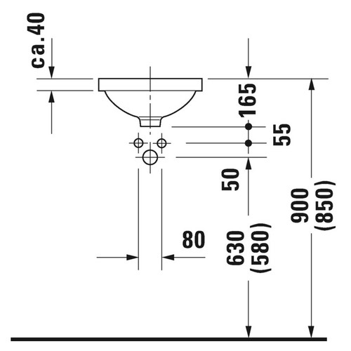 Immagine di Duravit ARCHITEC lavabo da incasso Ø 32.5 cm senza foro, per incasso sottopiano, con troppopieno, lato inferiore smaltato, colore bianco 0319320000