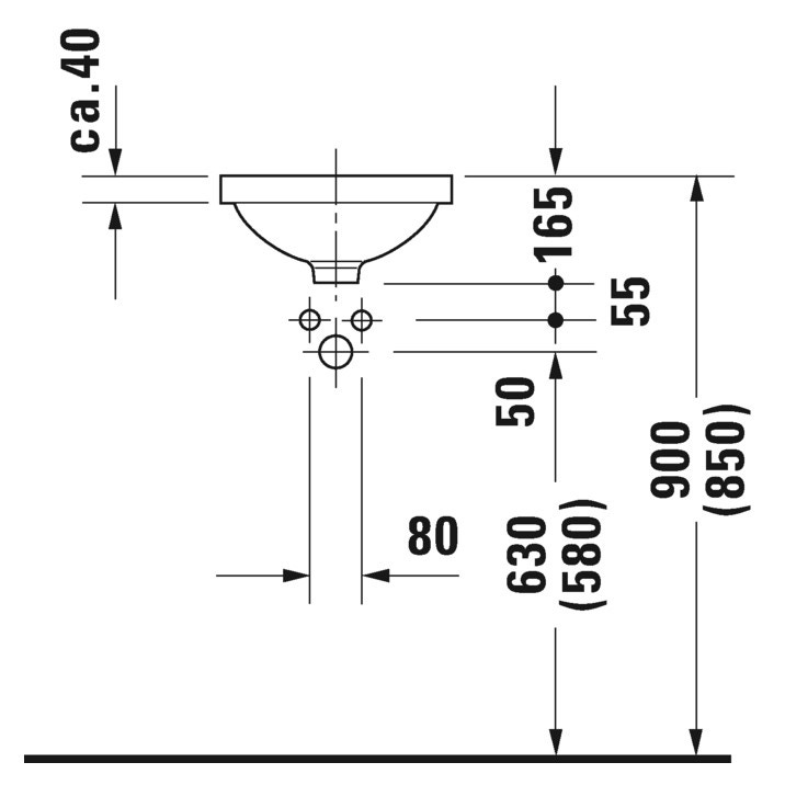 Immagine di Duravit ARCHITEC lavabo da incasso Ø 32.5 cm senza foro, per incasso sottopiano, con troppopieno, lato inferiore smaltato, colore bianco 0319320000