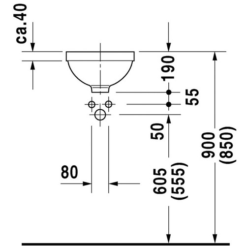 Immagine di Duravit ARCHITEC lavabo da incasso Ø 27.5 cm senza foro, per incasso sottopiano, con troppopieno, lato inferiore smaltato, colore bianco 0319270000