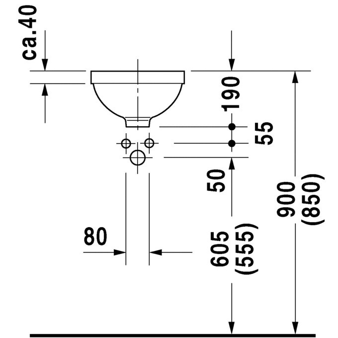 Immagine di Duravit ARCHITEC lavabo da incasso Ø 27.5 cm senza foro, per incasso sottopiano, con troppopieno, lato inferiore smaltato, colore bianco 0319270000