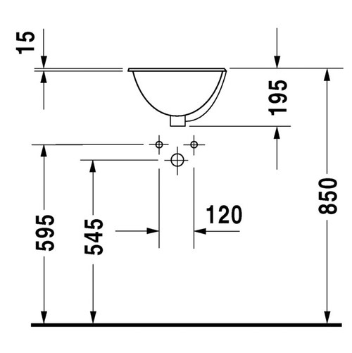 Immagine di Duravit ARCHITEC lavabo Bali Ø 33.5 cm da incasso senza foro, per incasso soprapiano, con troppopieno, lato inferiore smaltato, colore bianco 0473340031