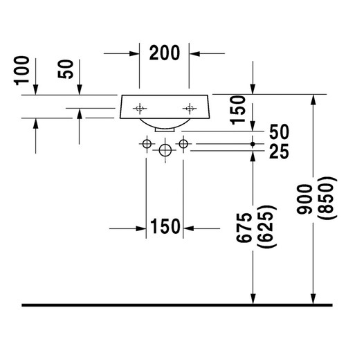 Immagine di Duravit ARCHITEC lavamani 36 cm con foro diaframmato per rubinetteria a sinistra e per dispenser portasapone a destra, senza troppopieno, con bordo per rubinetteria, lato inferiore smaltato, colore bianco 0766350000