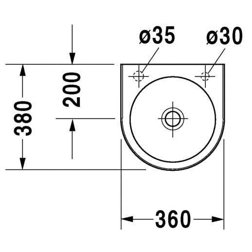 Immagine di Duravit ARCHITEC lavamani 36 cm con foro diaframmato per rubinetteria a sinistra e per dispenser portasapone a destra, senza troppopieno, con bordo per rubinetteria, lato inferiore smaltato, colore bianco 0766350000