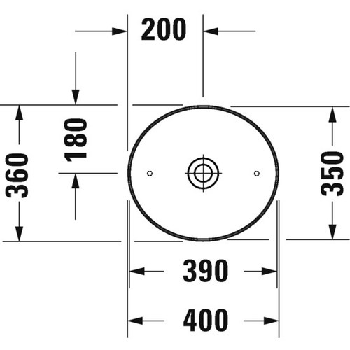 Immagine di Duravit CAPE COD bacinella da appoggio soprapiano L.40 P.36 cm senza troppopieno, WonderGliss, colore bianco finitura lucido 23284000001