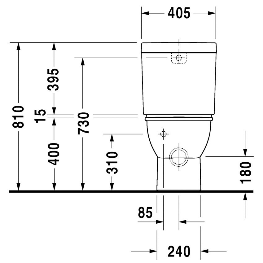 Immagine di Duravit DARLING NEW vaso monoblocco a pavimento a cacciata, senza cassetta e senza sedile, fabbisogno di acqua di risciacquo 4,5 l, UWL classe 1, colore bianco 2138090000