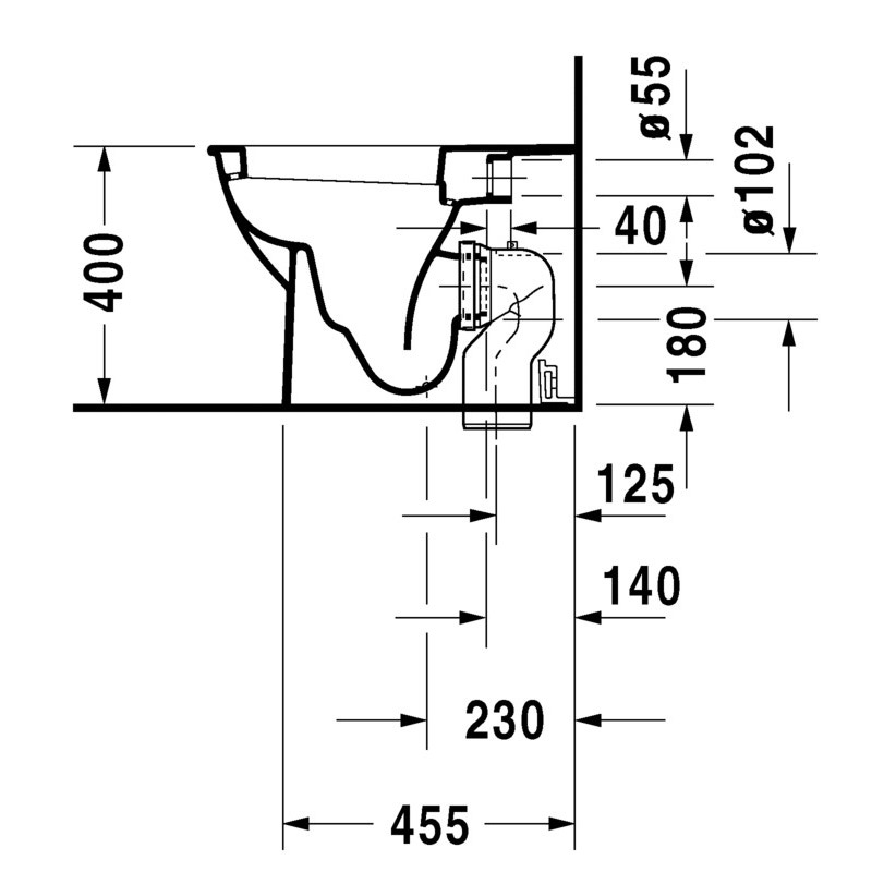 Immagine di Duravit DARLING NEW vaso a pavimento, a cacciata, a filo parete, con scarico orizzontale, fabbisogno di acqua di risciacquo 4,5 l, UWL classe 1, colore bianco 2139090000