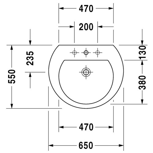 Immagine di Duravit DARLING NEW lavabo 65 cm monoforo, con troppopieno, con bordo per rubinetteria, lato inferiore smaltato, colore bianco 2621650000