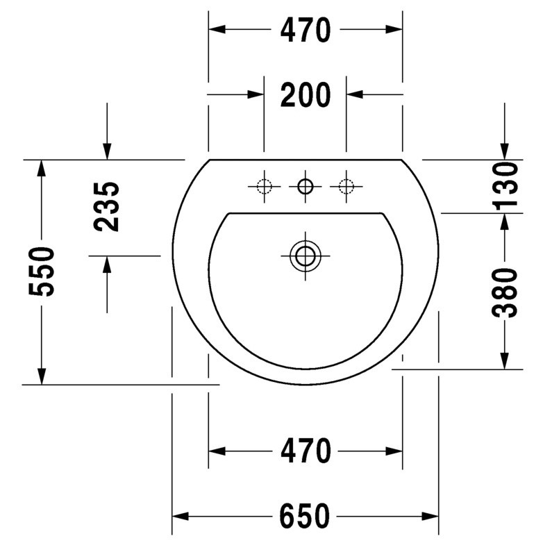 Immagine di Duravit DARLING NEW lavabo 65 cm monoforo, con troppopieno, con bordo per rubinetteria, lato inferiore smaltato, colore bianco 2621650000