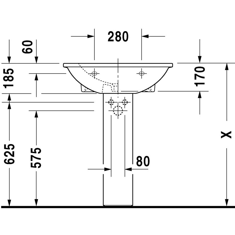Immagine di Duravit DARLING NEW lavabo 65 cm monoforo, con troppopieno, con bordo per rubinetteria, lato inferiore smaltato, colore bianco 2621650000