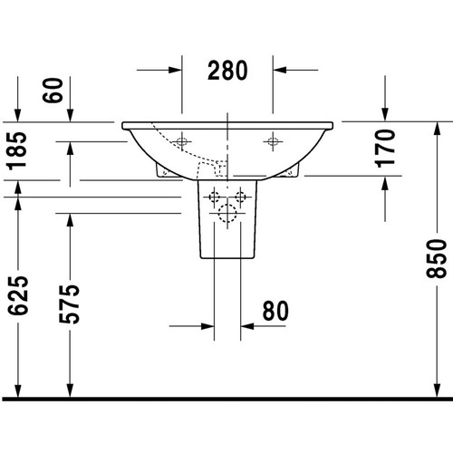 Immagine di Duravit DARLING NEW lavabo 65 cm monoforo, con troppopieno, con bordo per rubinetteria, lato inferiore smaltato, colore bianco 2621650000